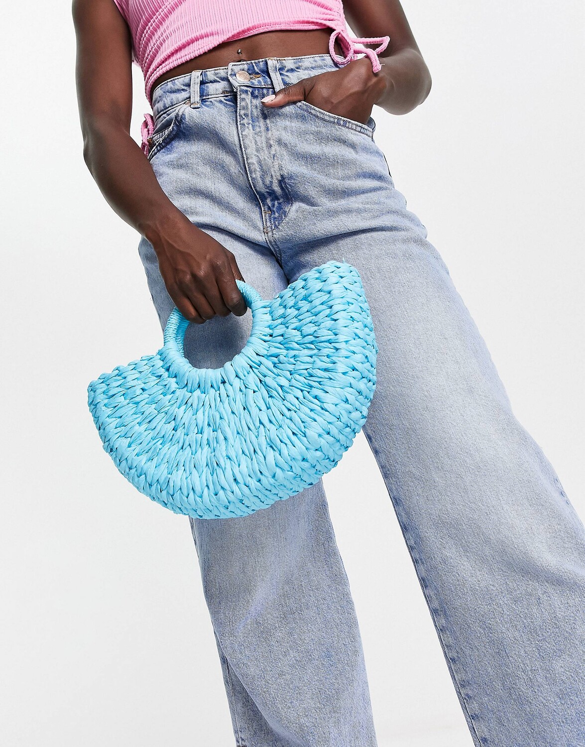 

Голубая мини-боди через плечо Topshop Half Moon