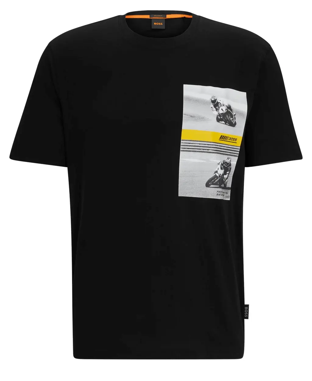 

Футболка Boss Relaxed-fit Cotton With Motorbike-racing Print, черный