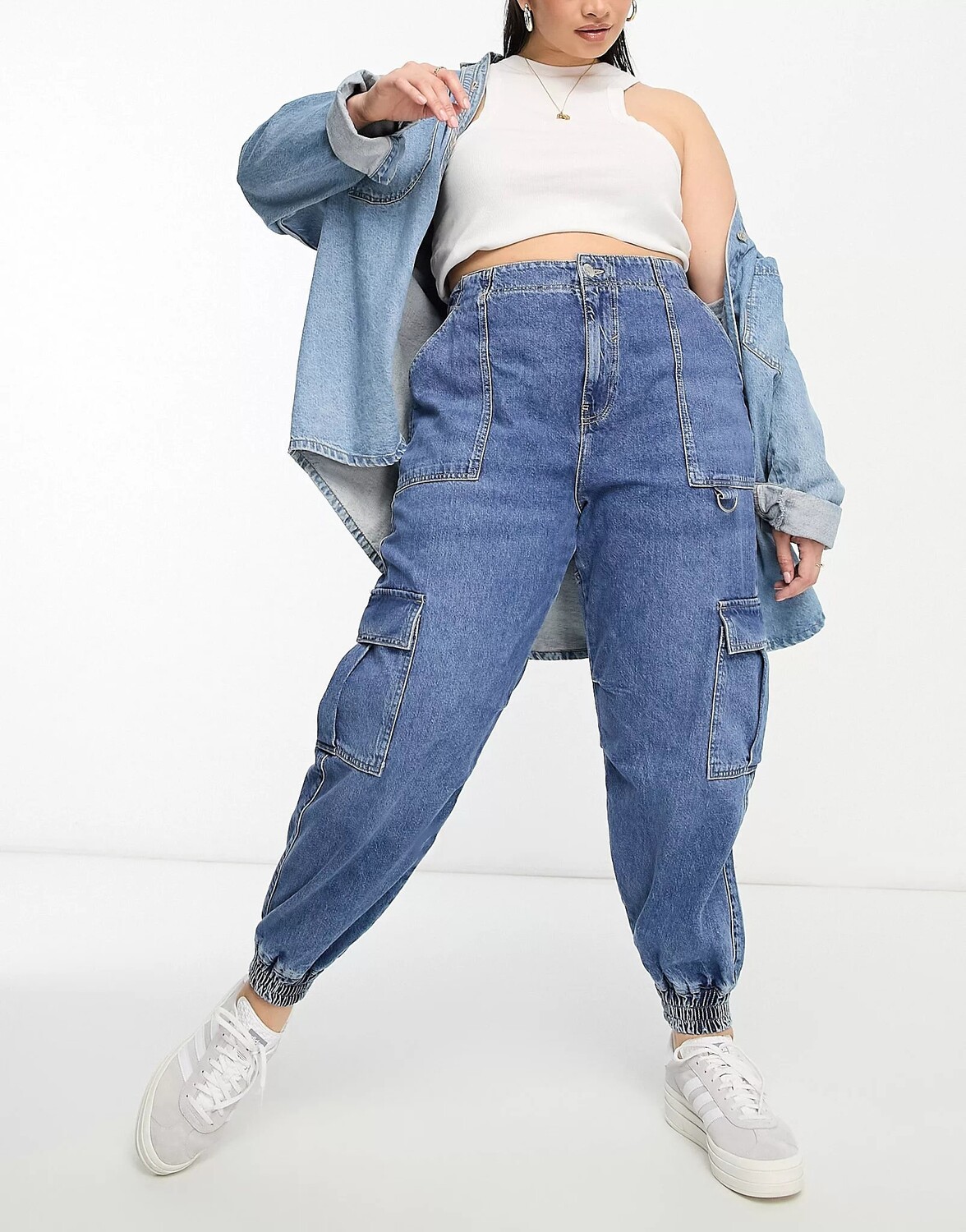 

Джинсы River Island Plus Cargo With Pocket Detail, синий