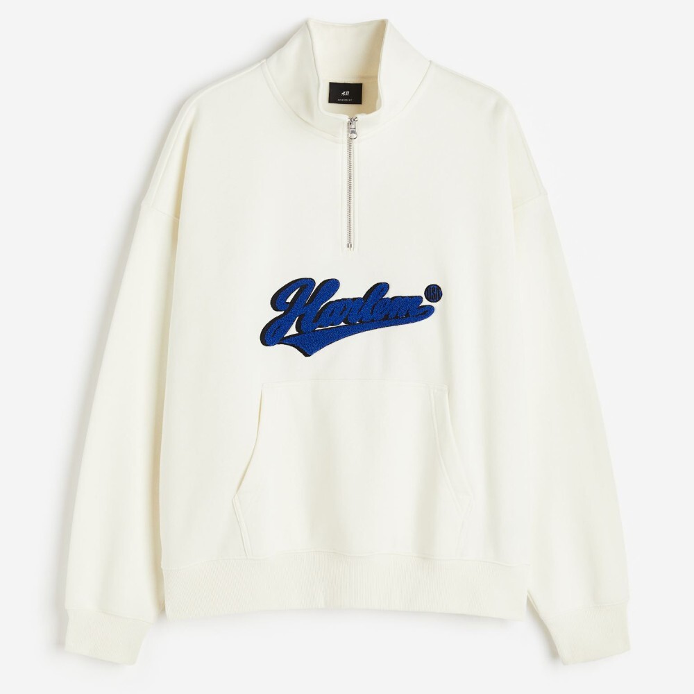 

Свитшот H&M Oversized Half-zip Harlem, кремовый, Бежевый