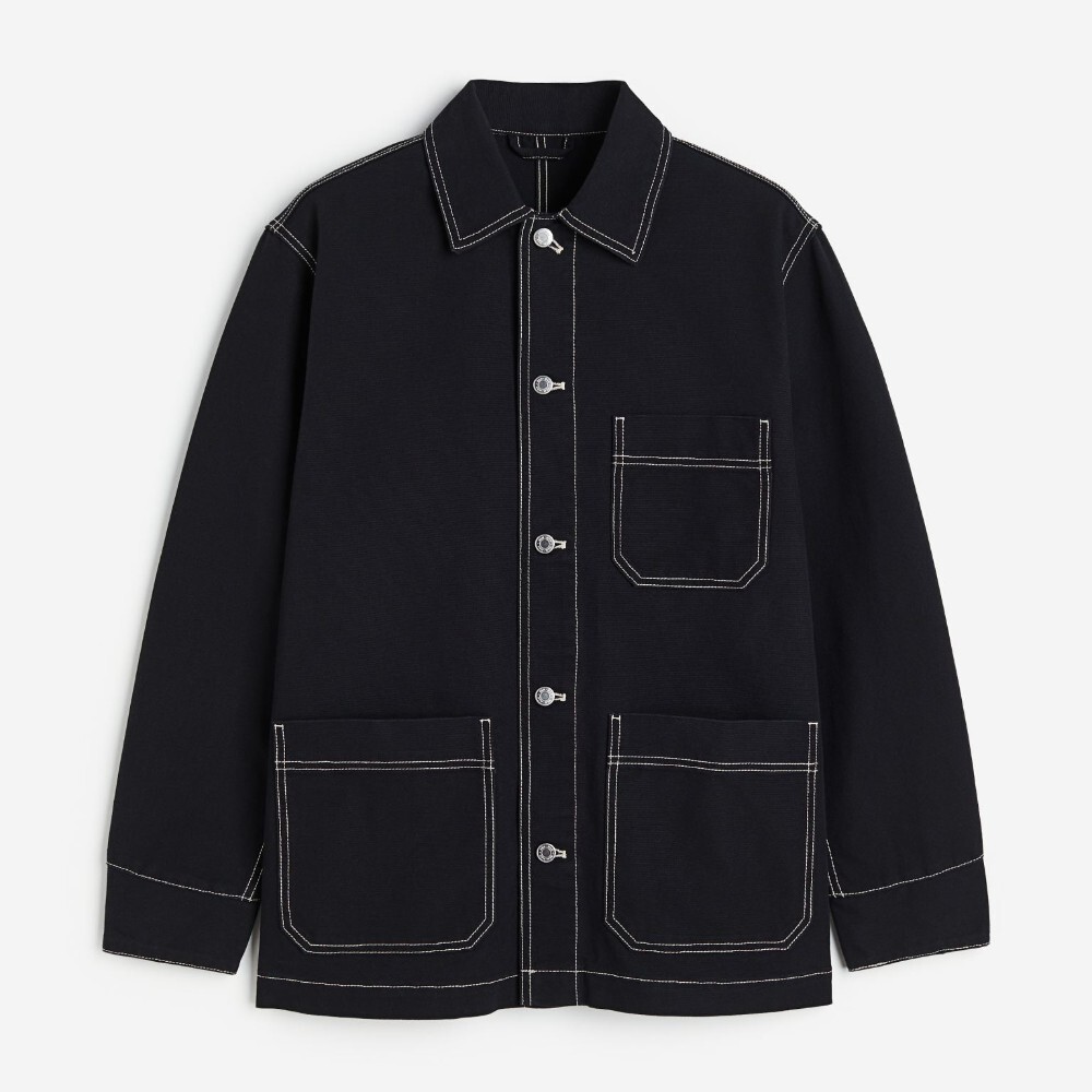 

Куртка-рубашка H&M Regular Fit Cotton Canvas, черный