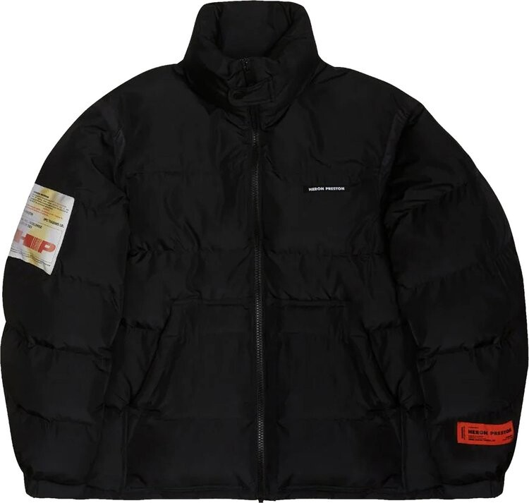 

Пуховик Heron Preston Label Nylon Puffer 'Black', черный