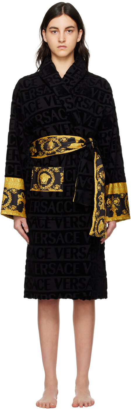 

Черный банный халат \I Heart Baroque\"" Versace Underwear