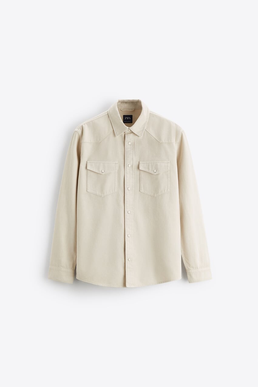 

Рубашка Zara denim, бежевый