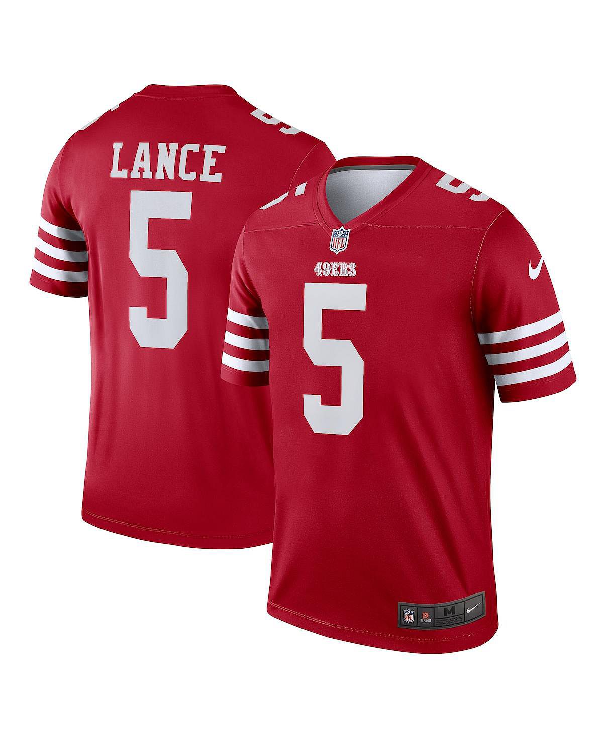 Мужская футболка trey lance scarlet san francisco 49ers legend jersey Nike мужское игровое джерси ricky watters scarlet san francisco 49ers для пенсионеров nike