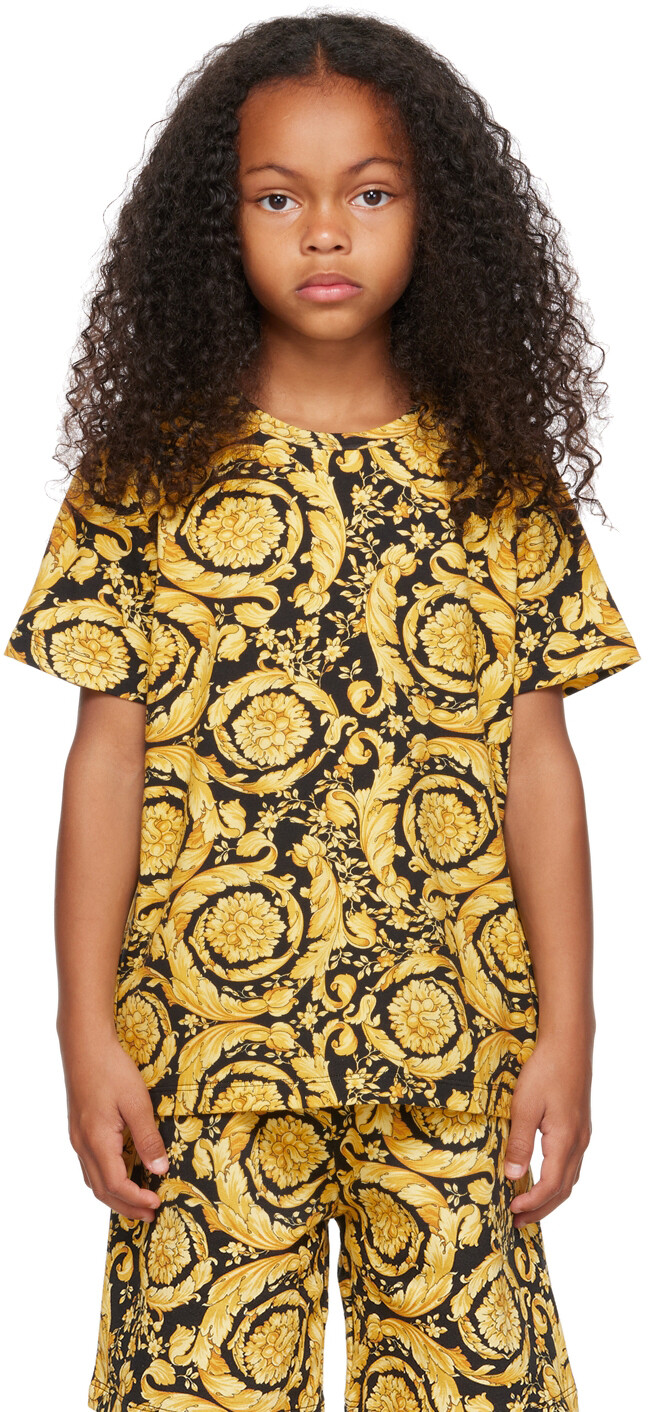 

Детская черная футболка Barocco Versace, Черный