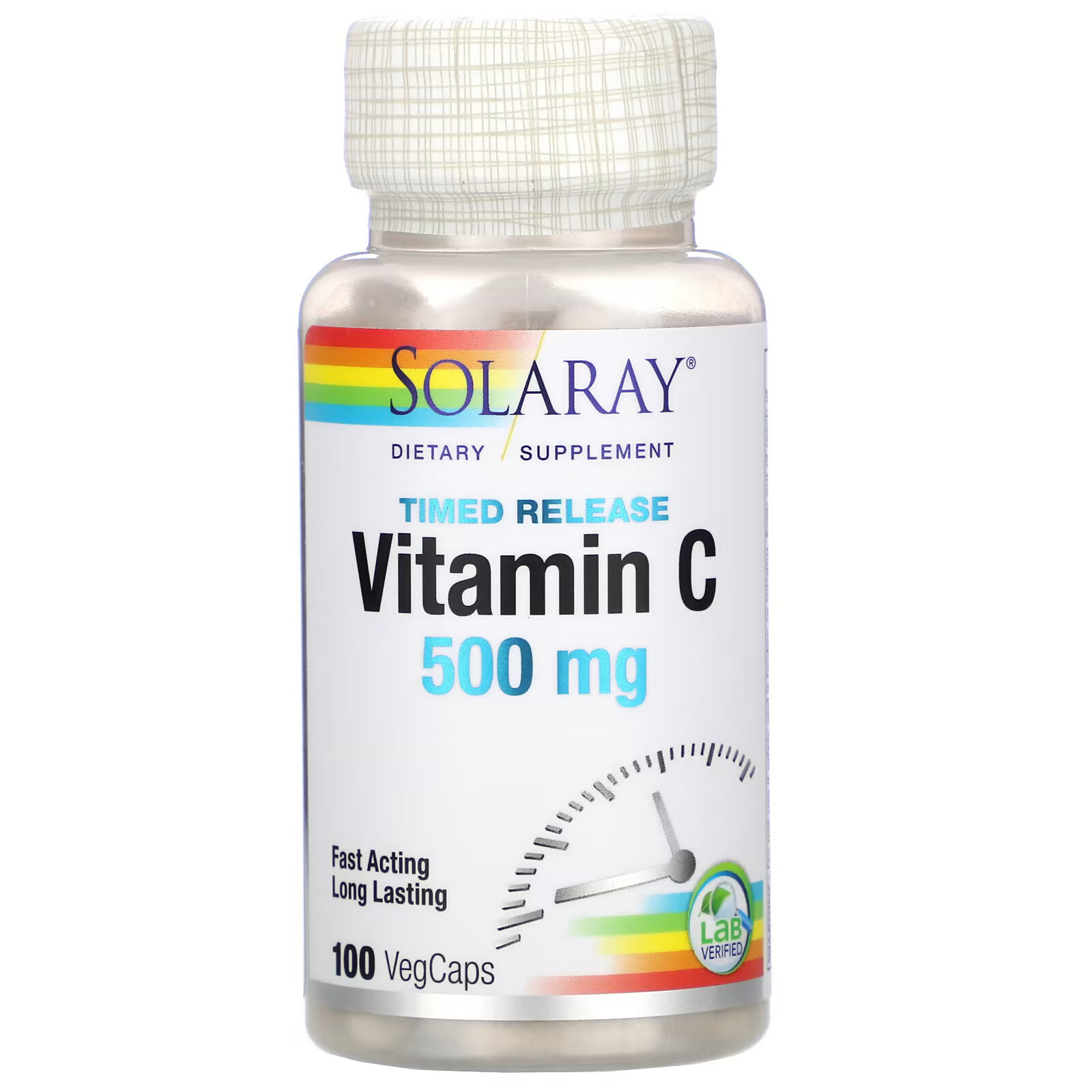 Solaray, Витамин C медленного высвобождения, 500 мг, 100 растительных капсул витамин c solaray 1000 мг 100 капсул