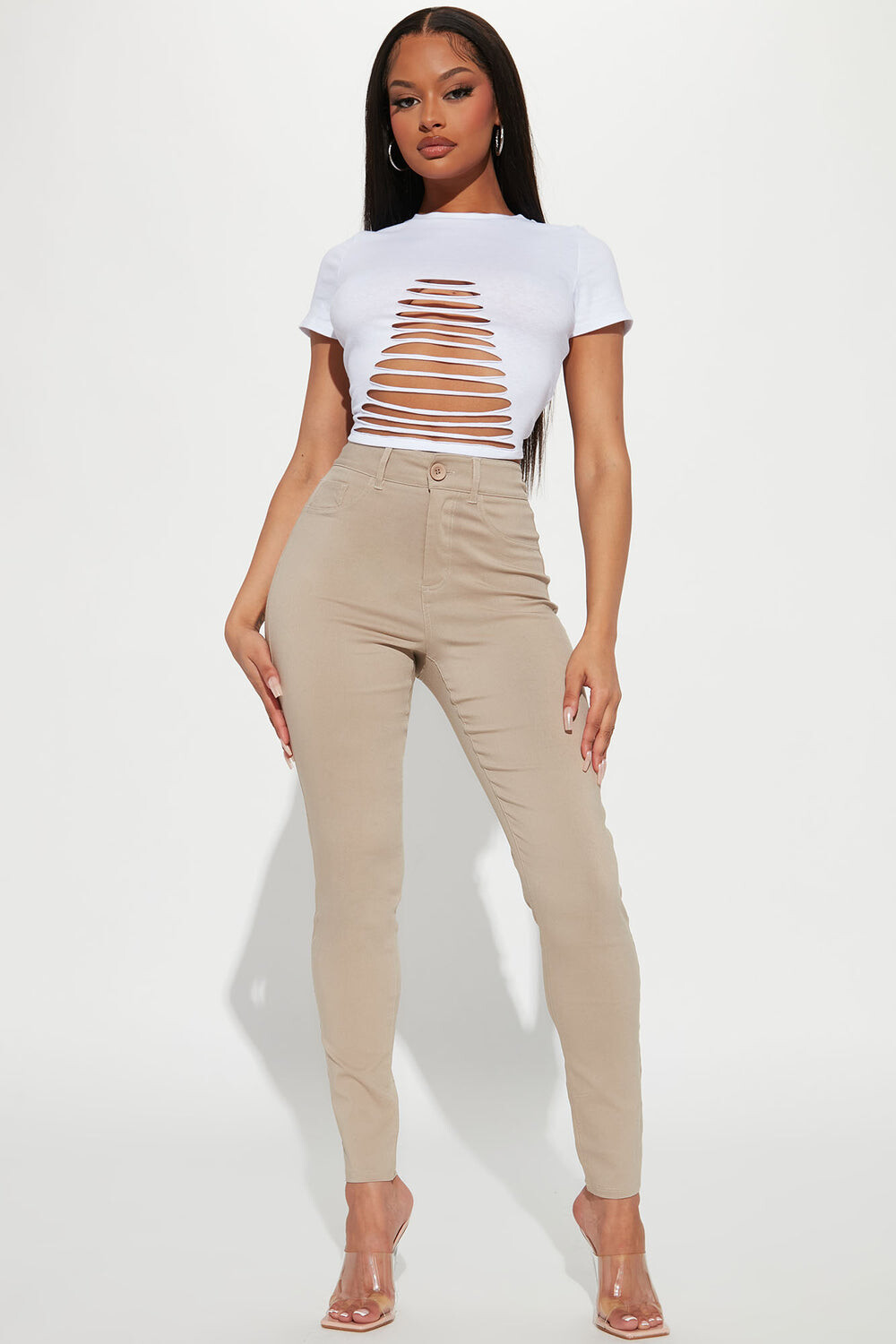 

Брюки скинни Fashion Nova V23541, хаки
