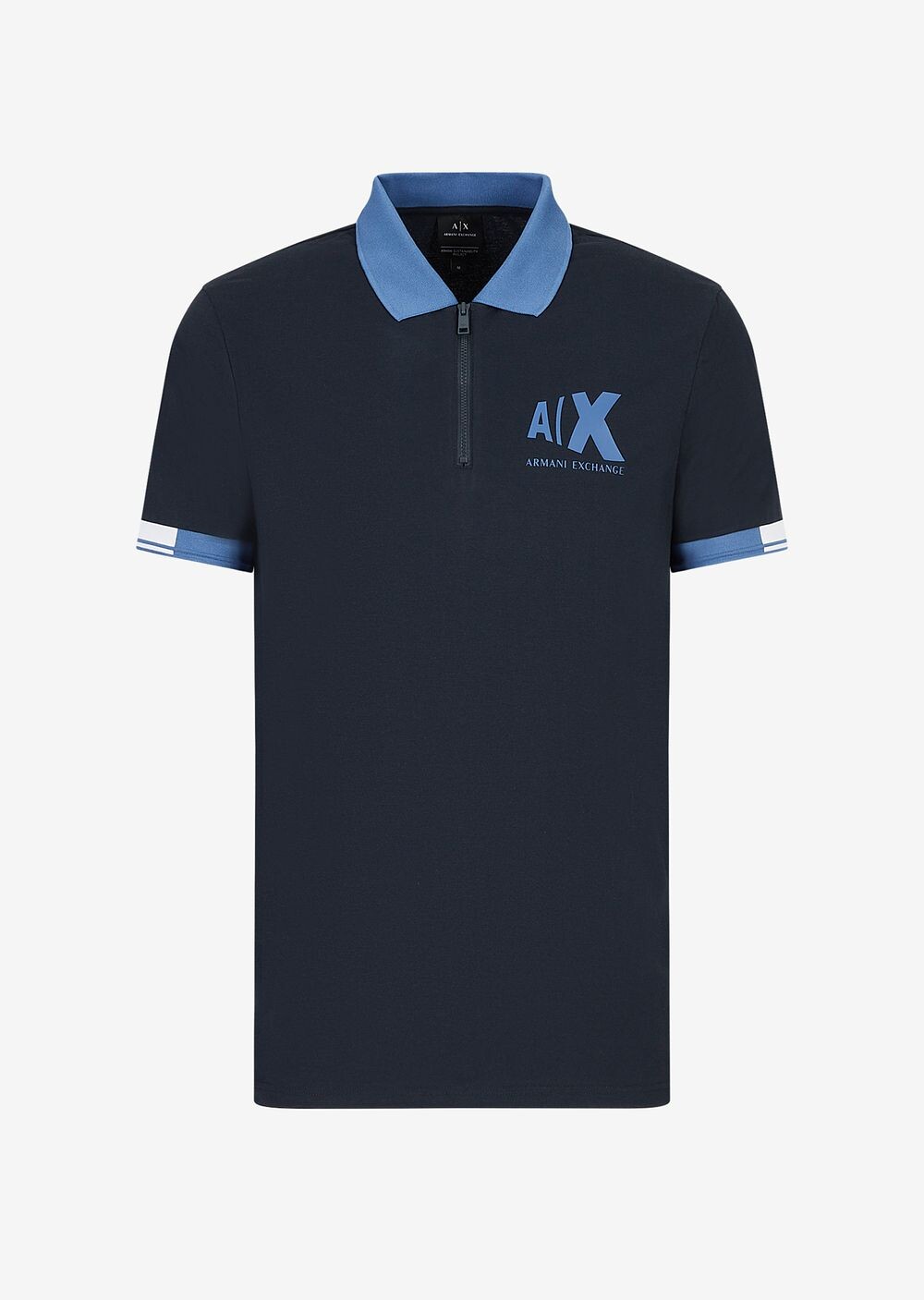 

Рубашка поло из органического эластичного хлопкового пике с логотипом Armani Exchange, синий