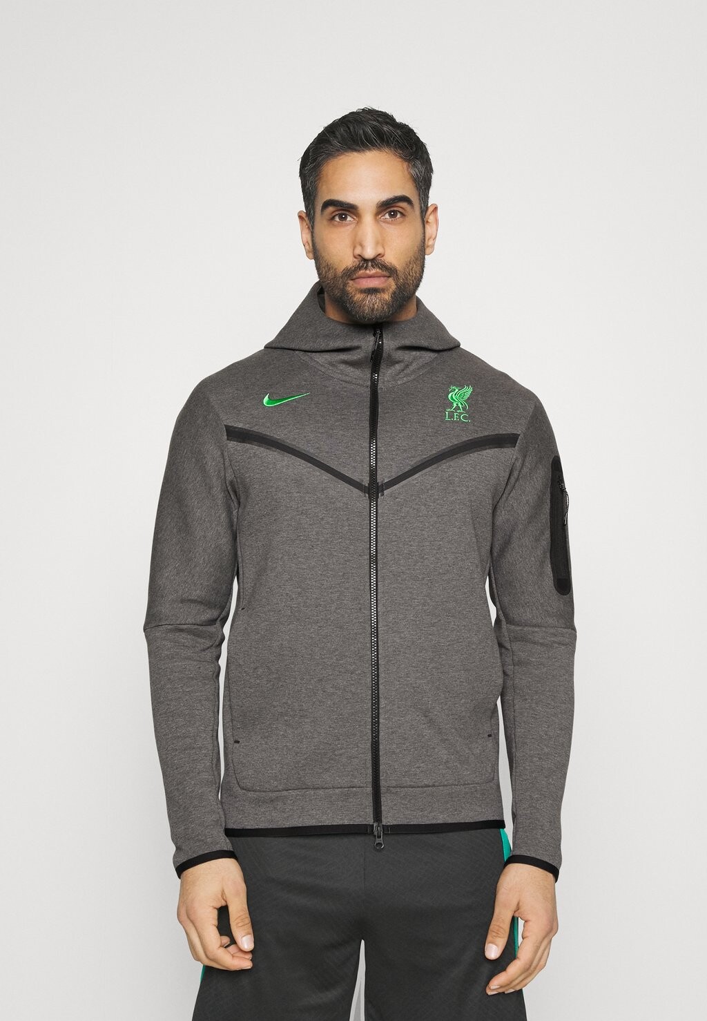 

Толстовка на молнии Nike Liverpool Fc Tech Hoodie, темно-серый / ядовито-зеленый