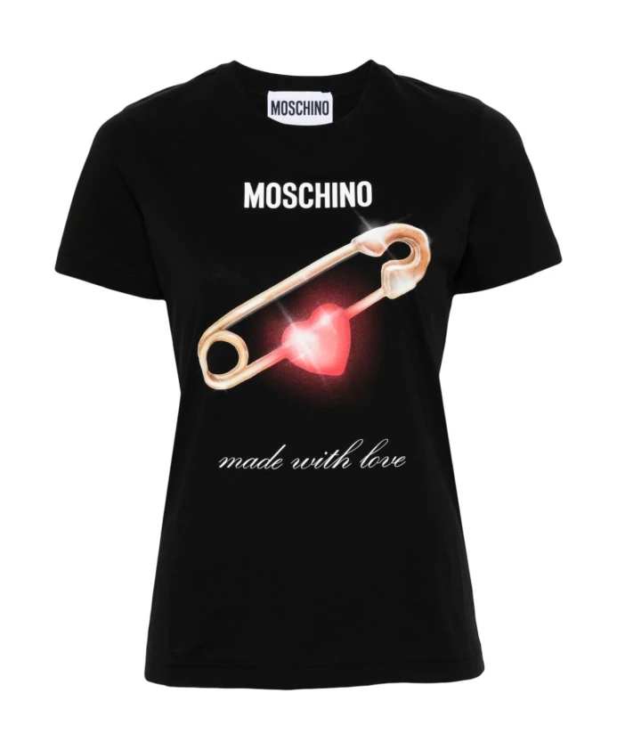 

Топ с графическим принтом и круглым вырезом Moschino, черный