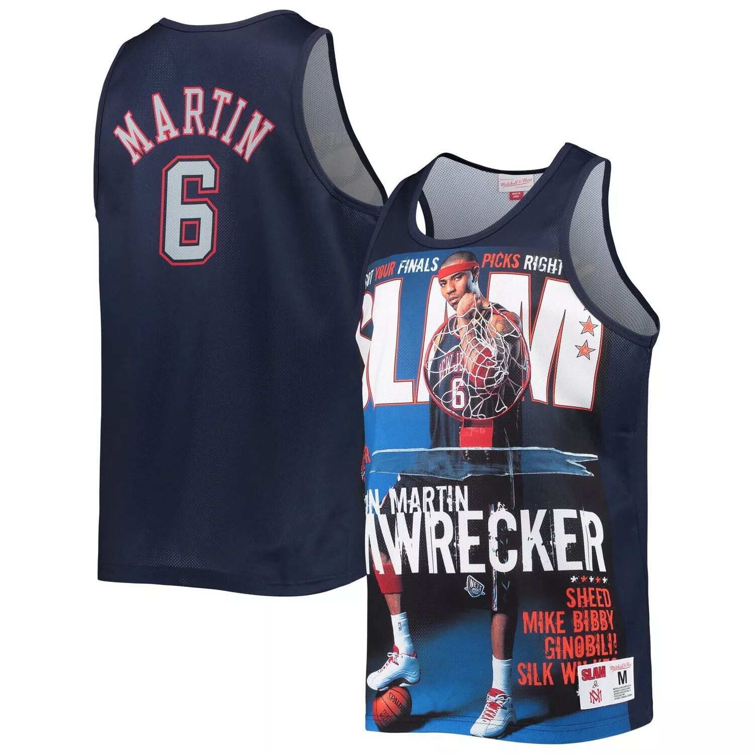 

Мужская майка Mitchell & Ness Kenyon Martin темно-синего цвета New Jersey Nets Slam Player, Синий