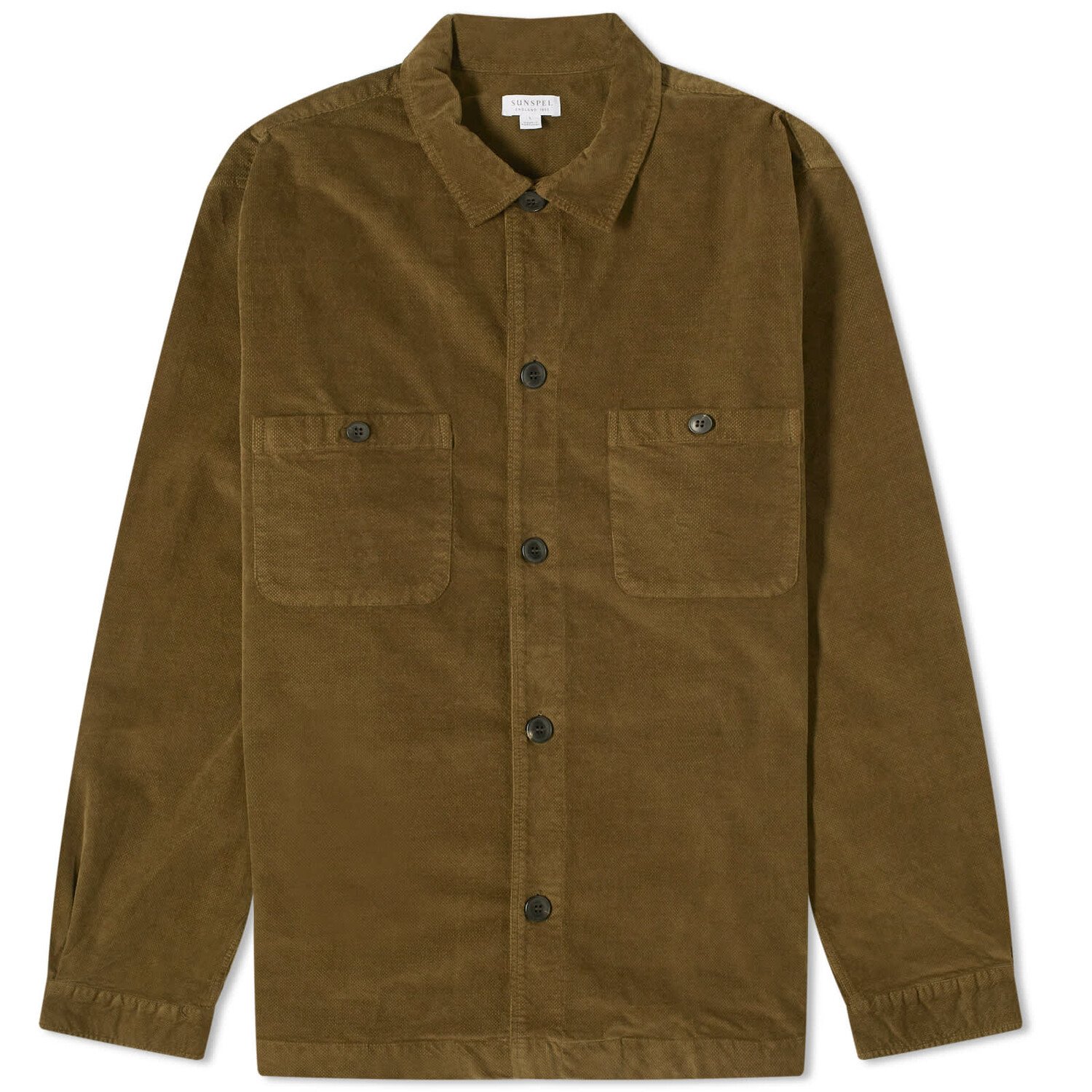 

Рубашка Sunspel Cellular Cord Overshirt, темно-оливковый
