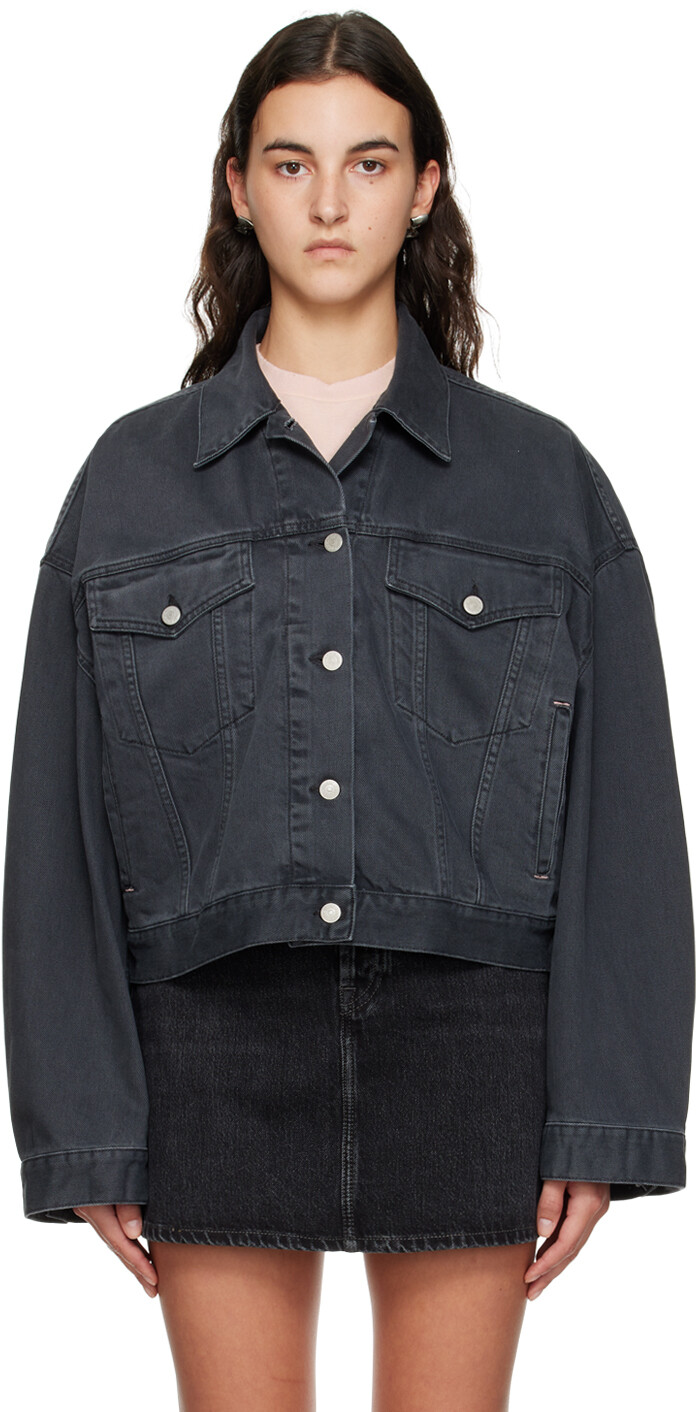 

Черная джинсовая куртка свободного кроя Acne Studios, Черный