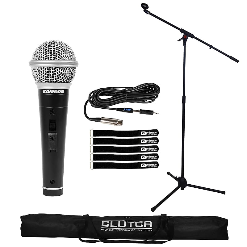 Вокальный микрофон Samson Microphone Boom Stand Clip Holder Foldable Tripod Clutch w Carry Bag + Vocal Mic