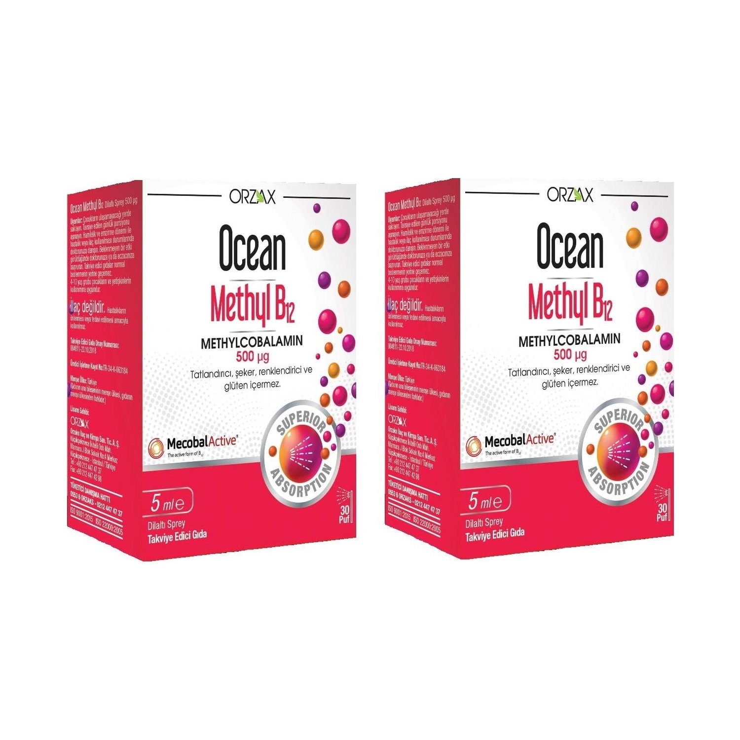 цена Спрей Ocean Methyl B12 500 мг, 2 упаковки по 5 мл