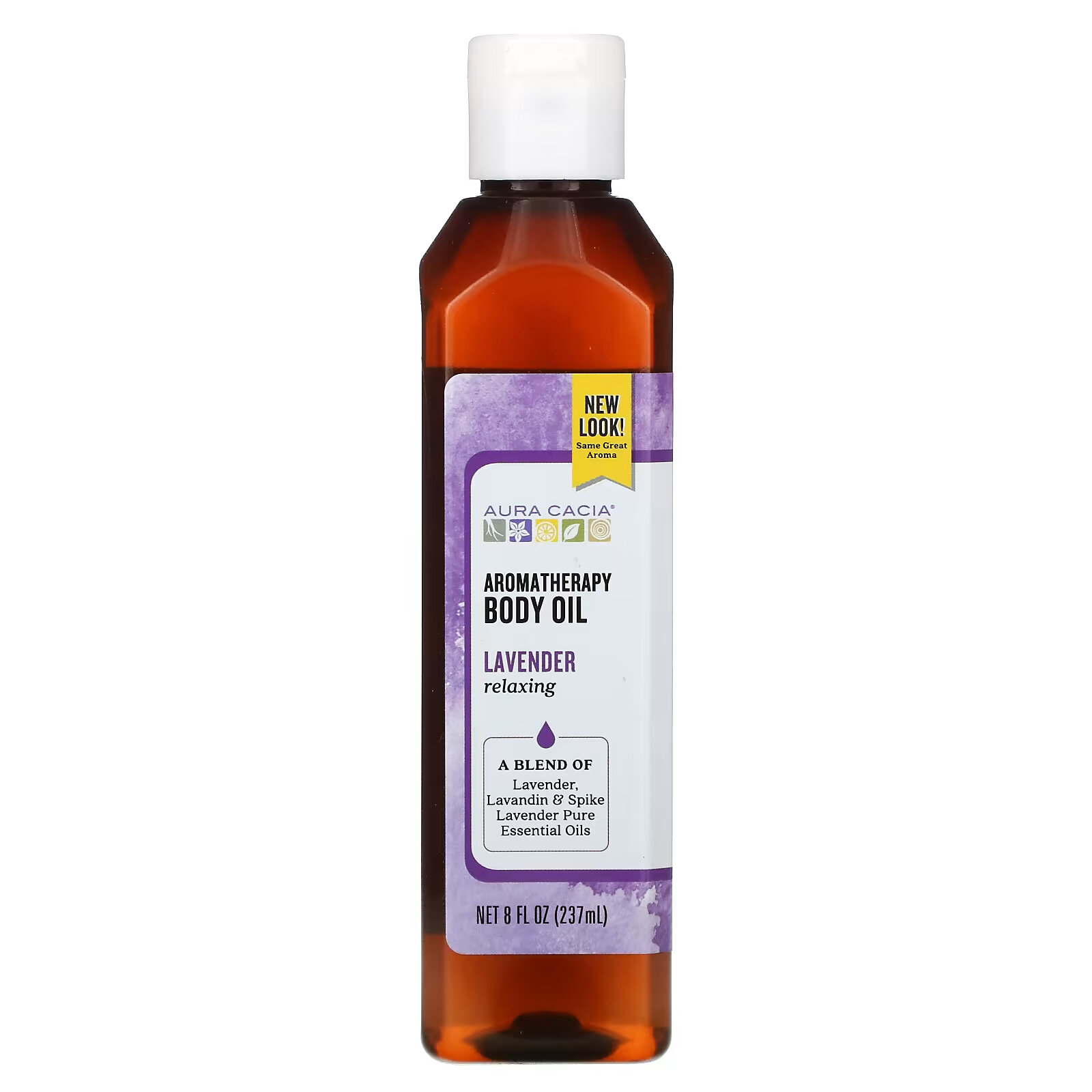 Aura Cacia, Масло для тела с эффектом ароматерапии, успокаивающая лаванда, 8 жидкие унции (237 мл) - фото