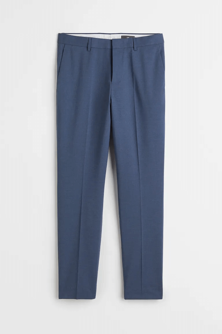 Брюки узкого кроя H&M Suit, темно-синий костюмные брюки свободного кроя h