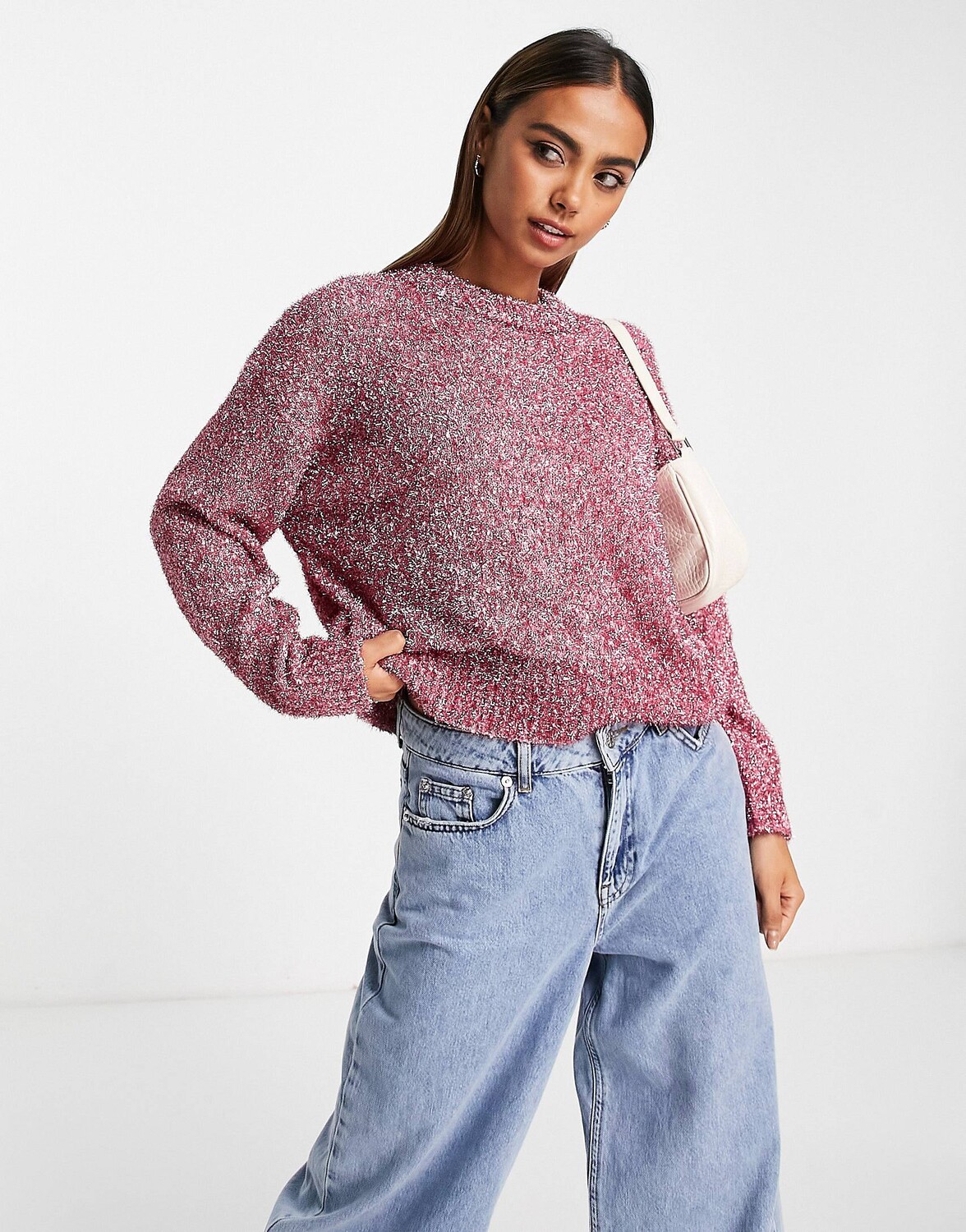 

Розовый джемпер из мишуры ASOS DESIGN