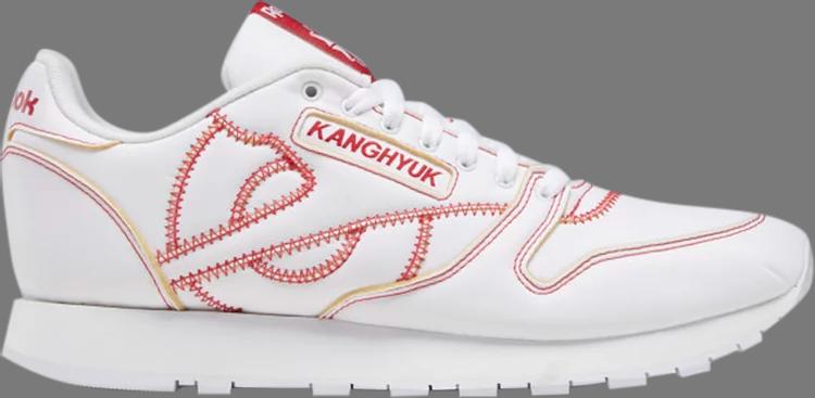 Кроссовки kanghyuk x classic leather 'white primal red' Reebok, белый - фото