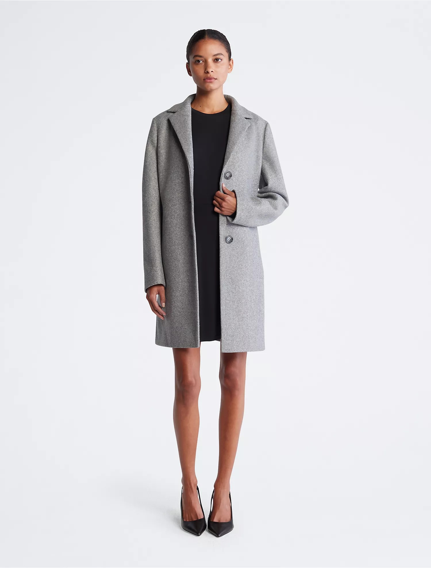 цена Пальто Calvin Klein Notch Collar Single Breasted, серый