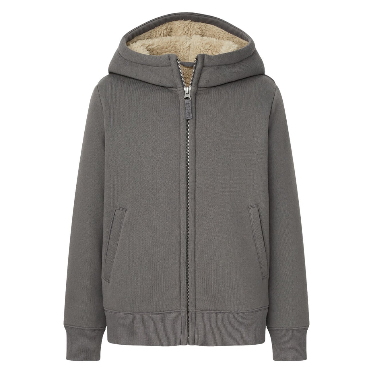 

Толстовка Uniqlo Kids Pile Lined Sweat Zipped Hooded, темно-серый