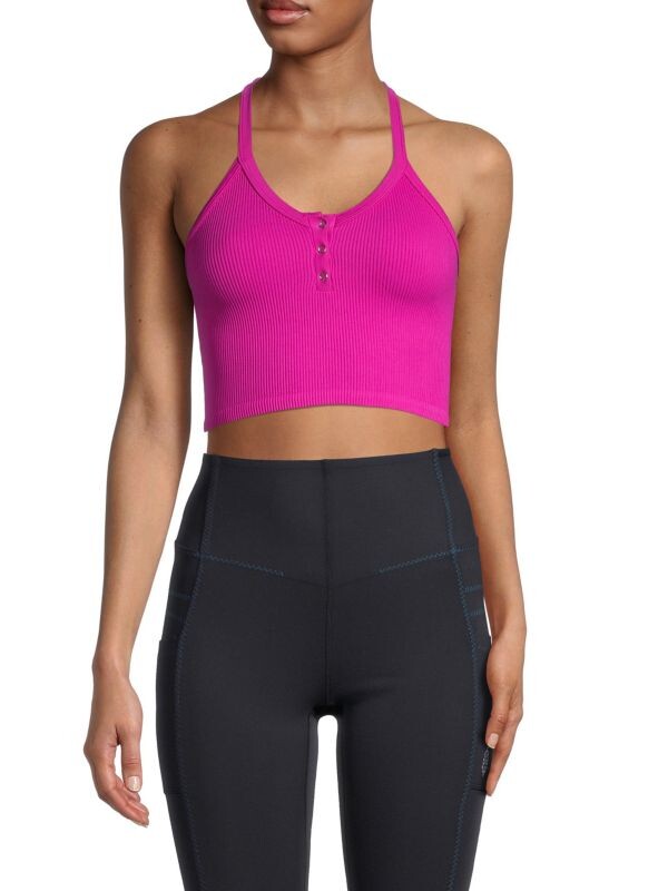 

Укороченная майка в рубчик free throw Free People Movement Magenta