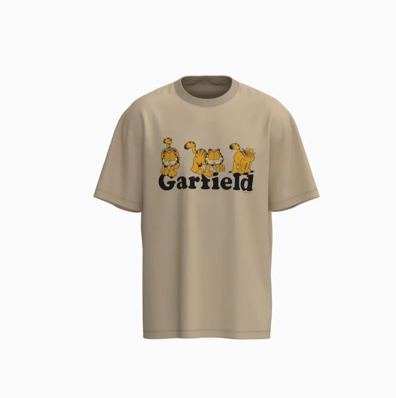 

Футболка Garfield print boxy fit short sleeve, бежевый