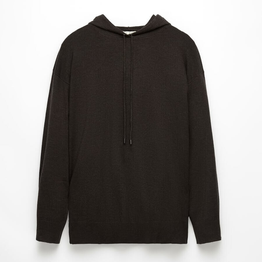 

Худи Oysho Knit Long Hoodie, черный