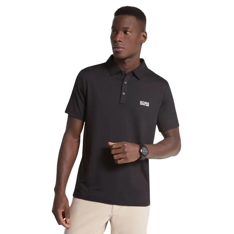 

Футболка поло Michael Kors Golf Logo Stretch Jersey, черный