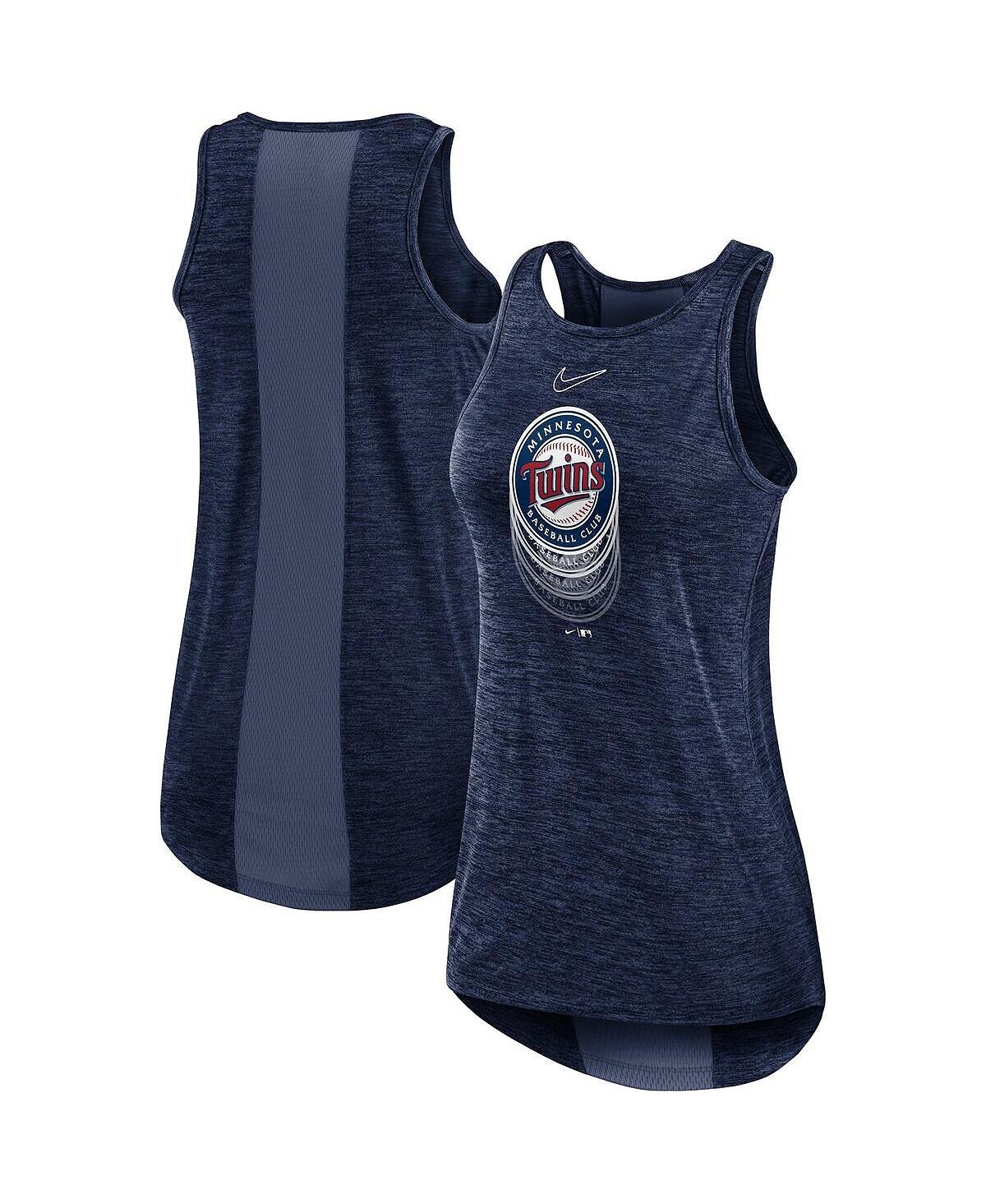 

Женская темно-синяя майка minnesota twins logo fade с высоким вырезом Nike, синий