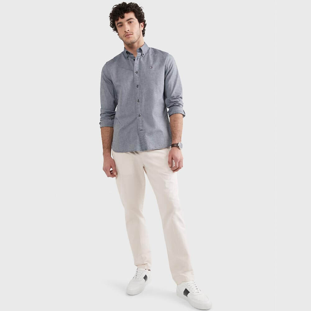 

Рубашка Tommy Hilfiger Regular Fit Solid Stretch Oxford, серый