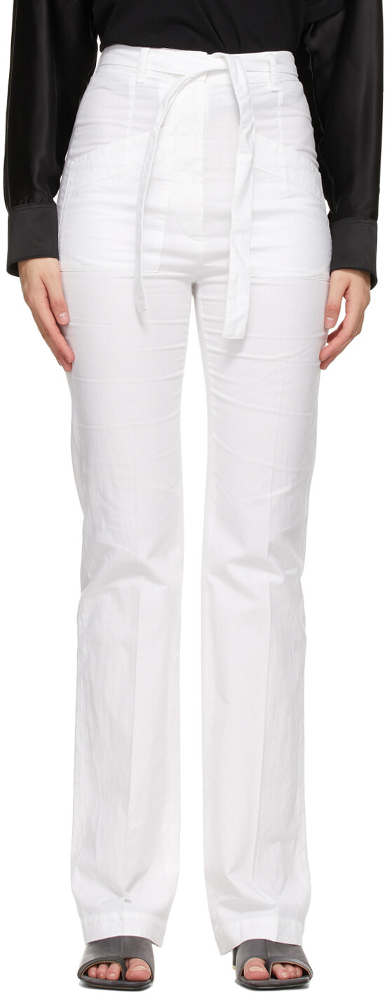 

Белые хлопковые брюки с поясом MM6 Maison Margiela
