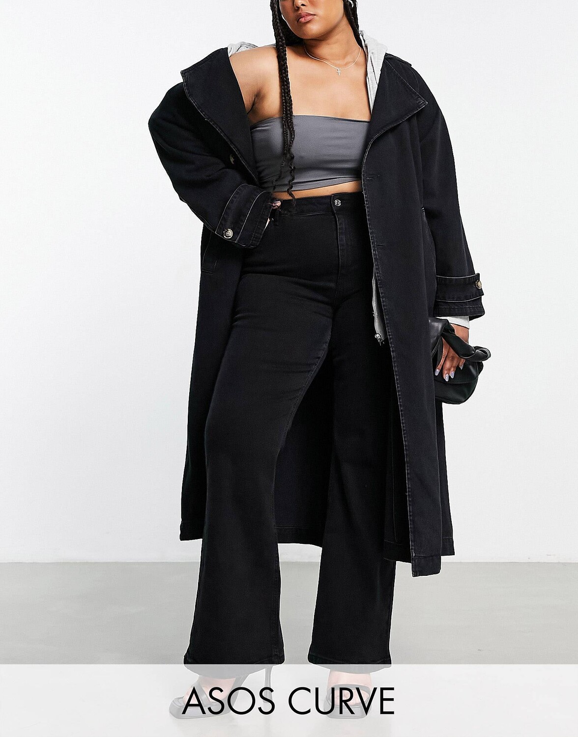 

Черный джинсовый тренч оверсайз ASOS DESIGN Curve