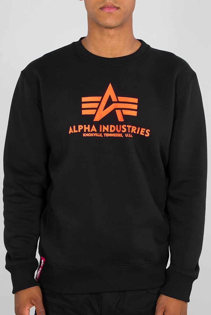 

Толстовка Alpha Industries Basic Neon Print, черно-оранжевая