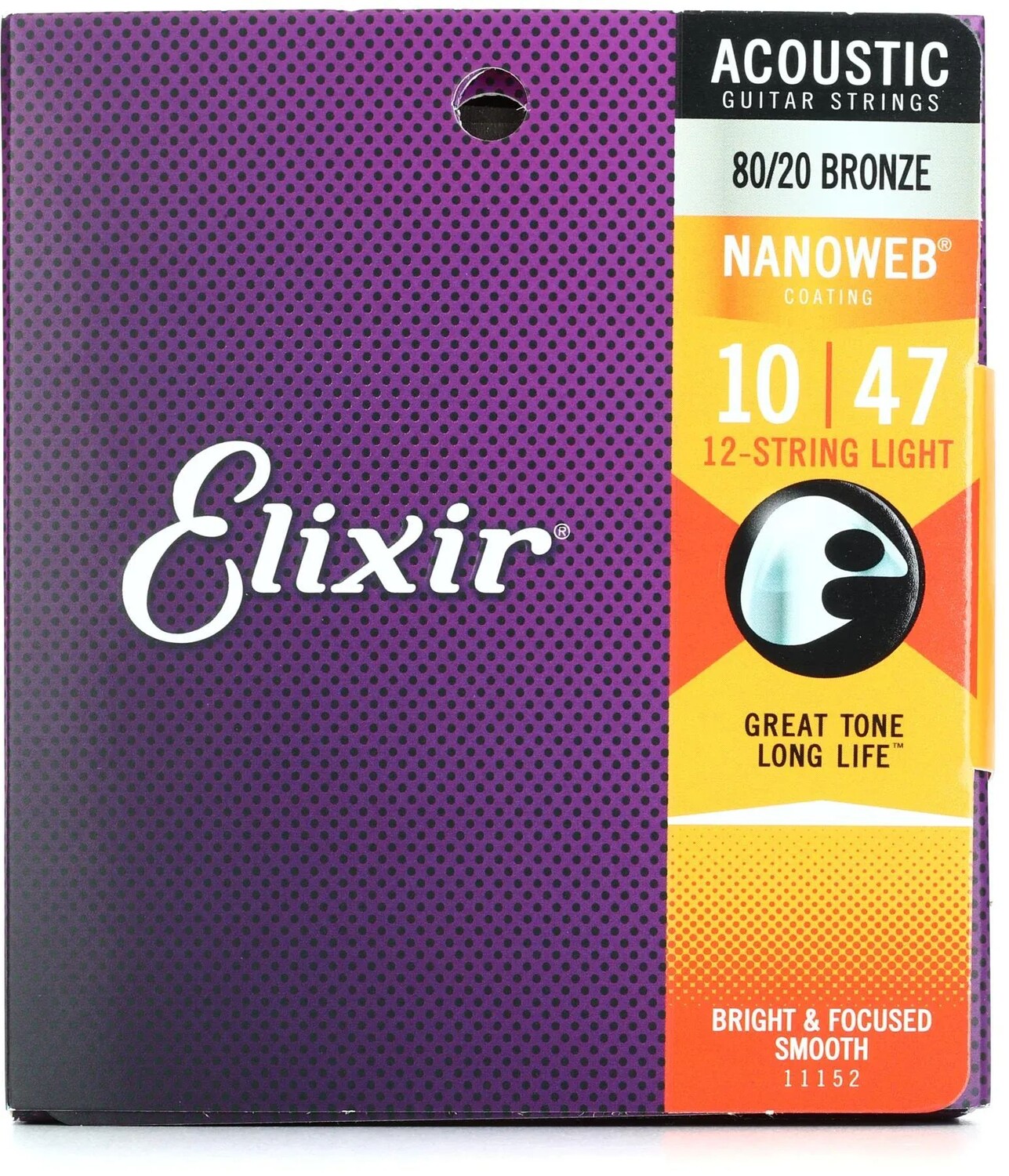 

Elixir Strings 11152 Nanoweb 80/20 Струны для акустической гитары — .010-.047 Легкие 12-струнные