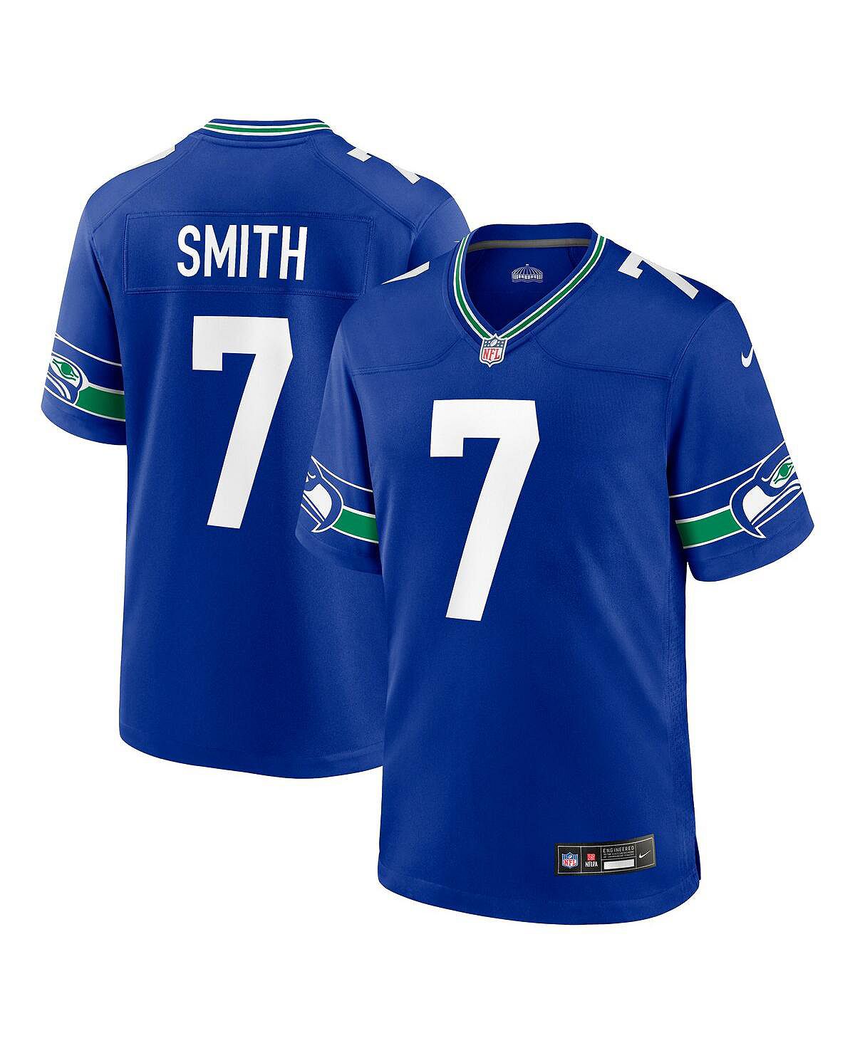 Мужское игровое джерси Geno Smith Royal Seattle Seahawks Throwback Player Nike