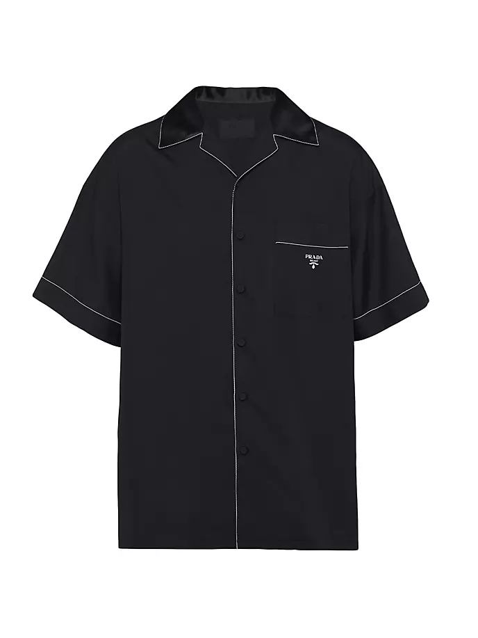 цена Шелковая рубашка с короткими рукавами Prada, черный