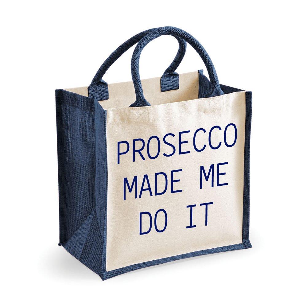Средняя джутовая сумка Prosecco Made Me Do It Темно-синяя 60 SECOND MAKEOVER, синий