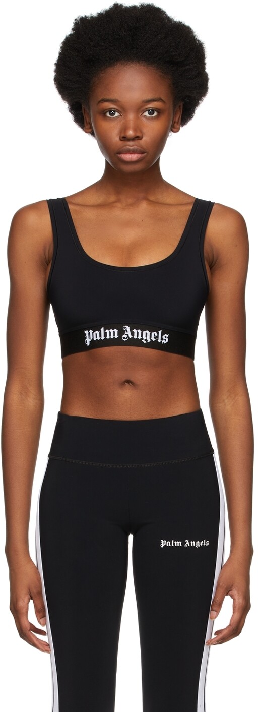 

Черный классический спортивный бюстгальтер с логотипом Palm Angels