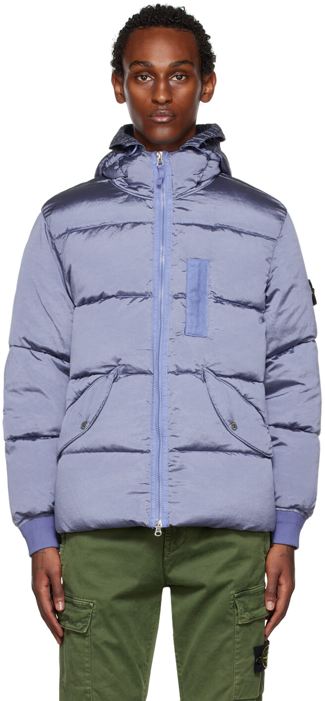 

Темно-синий переливающийся пуховик Stone Island