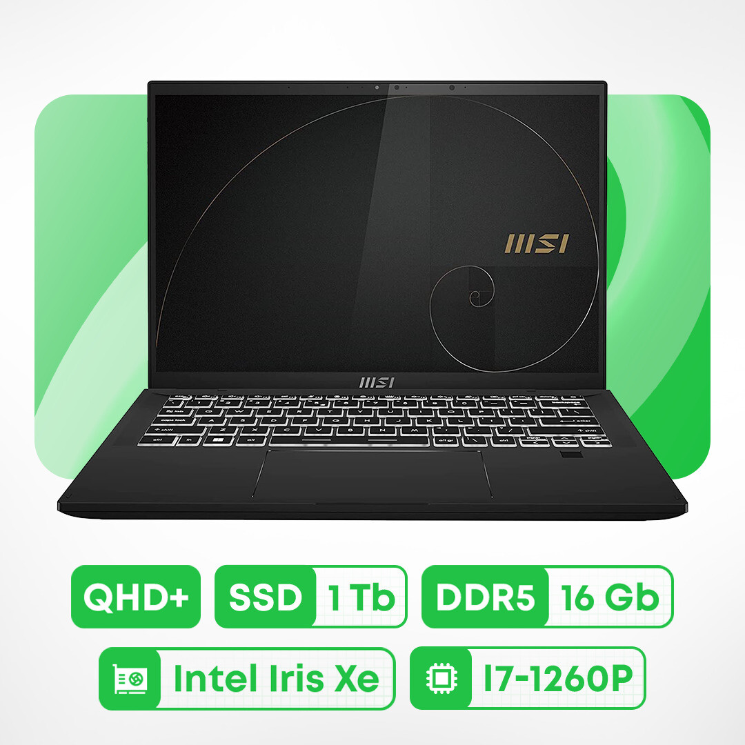 

Ноутбук MSI Summit E14 Flip EVO, 14'', 16 ГБ/1 ТБ, i7-1260P, Intel Iris Xe, черный, английская клавиатура