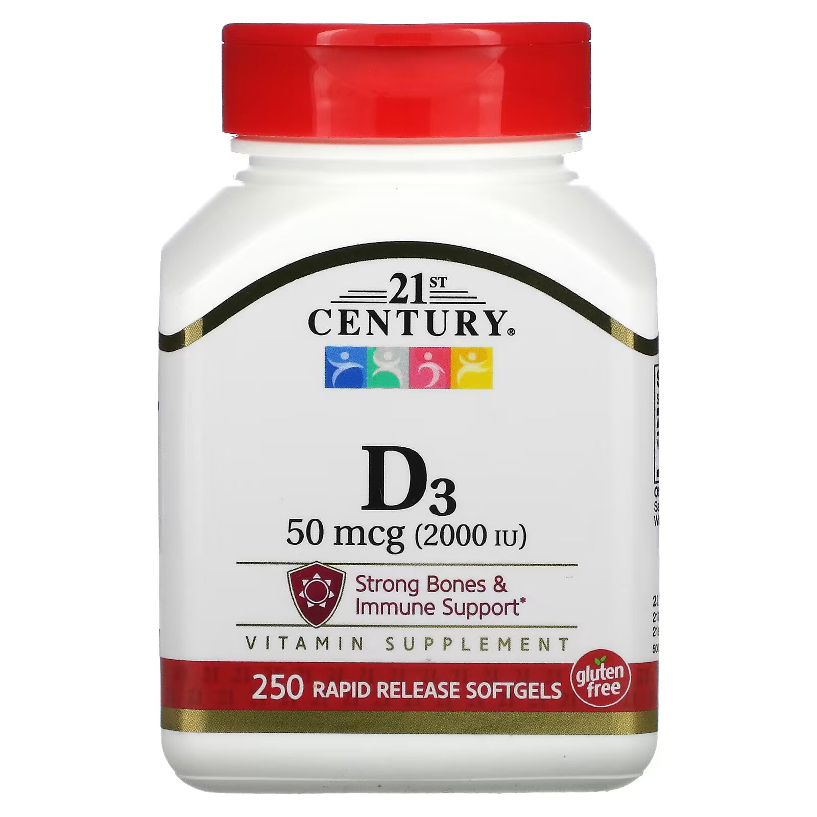 21st Century, витамин D3, 50 мкг (2000 МЕ), 250 мягких таблеток nature made витамин d3 50 мкг 2000 ме 90 мягких таблеток