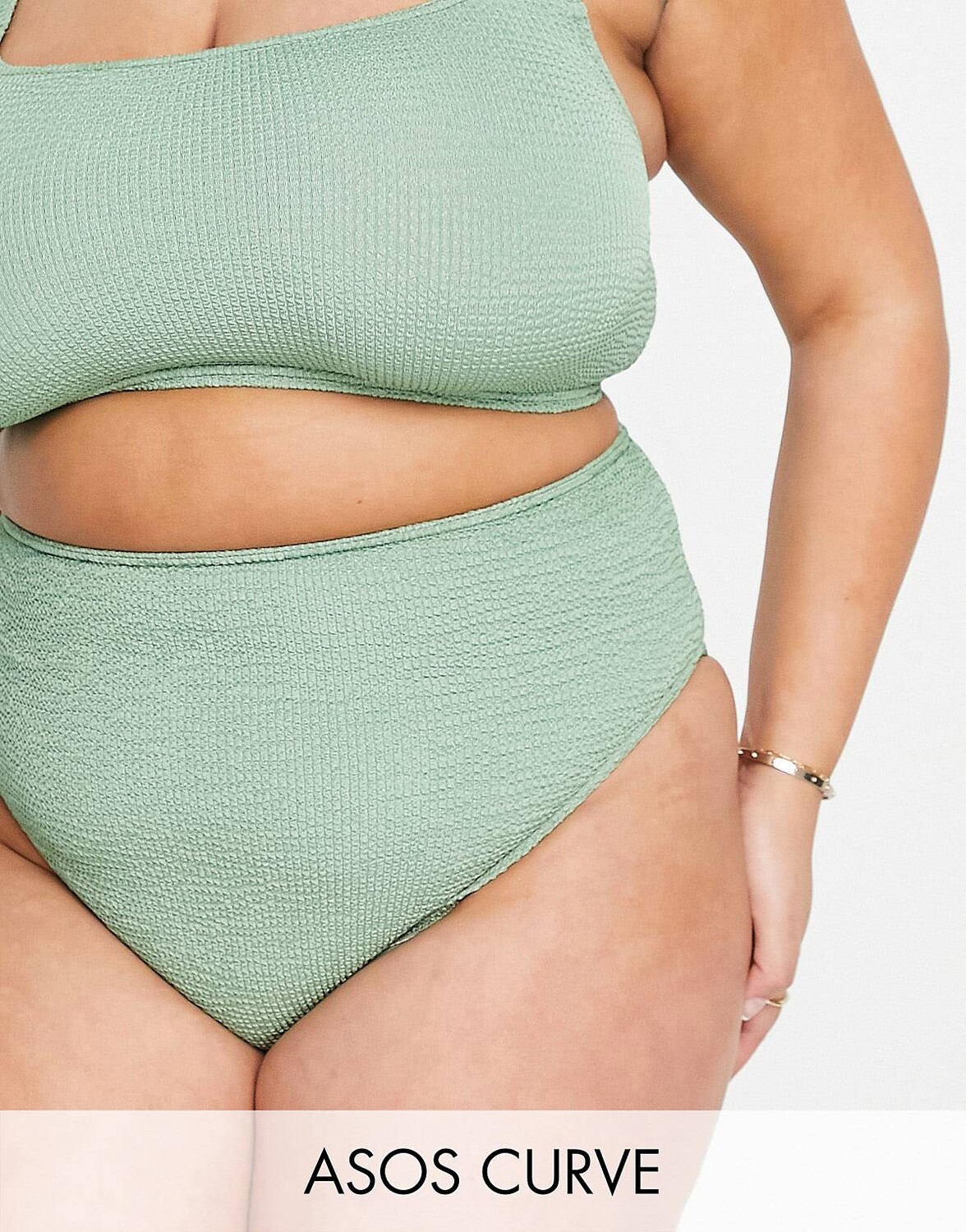 

Плавки бикини цвета хаки с завышенной талией и завышенной талией ASOS DESIGN Curve mix and match