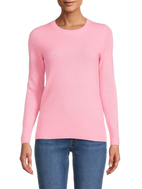 

Кашемировый свитер с круглым вырезом Saks Fifth Avenue Cotton candy