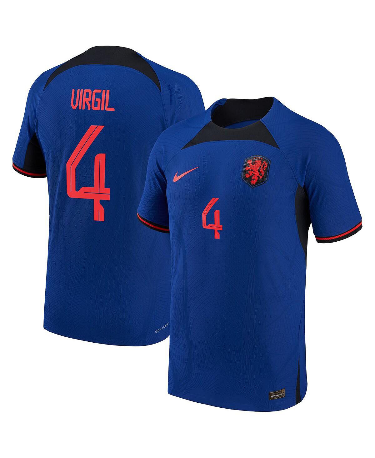 цена Мужская футболка virgil van dijk blue, национальная сборная нидерландов 2022/23, выездная форма vapor match, аутентичная футболка игрока Nike, синий