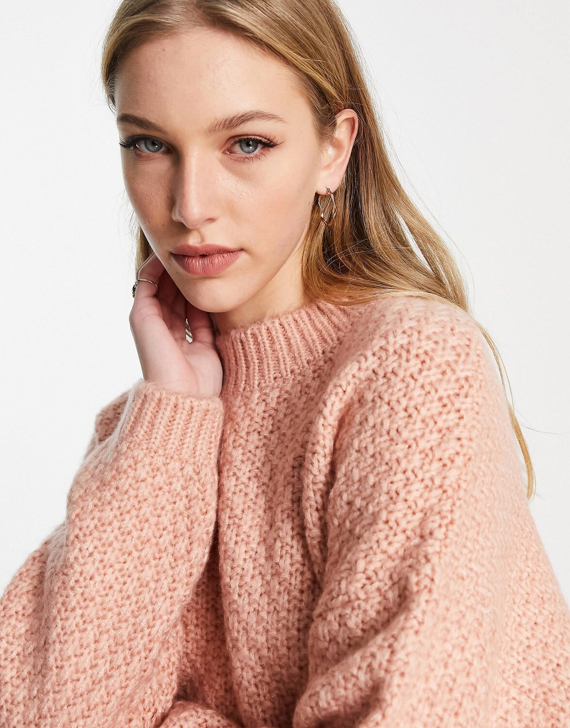

Розовый джемпер оверсайз из фактурной строчки ASOS DESIGN