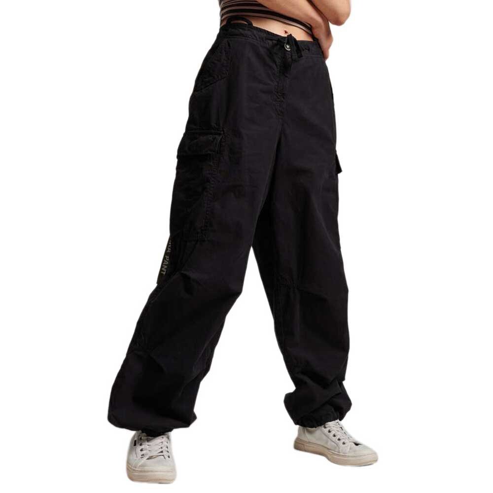 

Брюки Superdry Vintage Baggy Parachute Regular Waist Cargo, черный