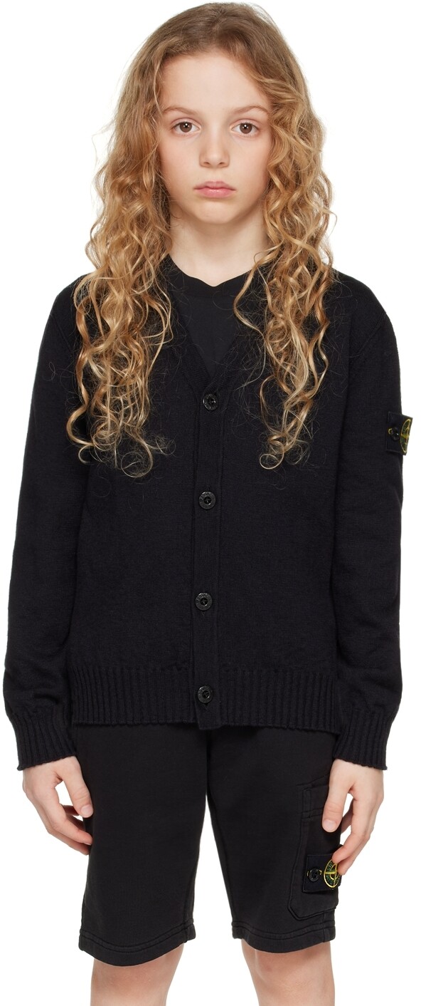 

Детский черный кардиган с нашивками Stone Island Junior
