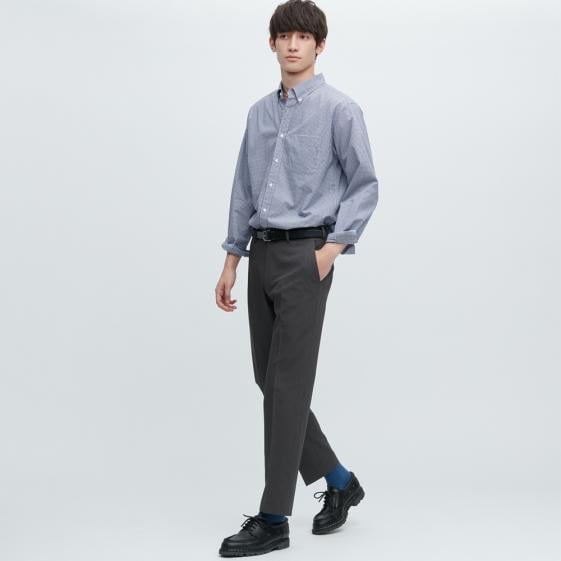 Мужские брюки Uniqlo Airsense Ultra Light Wool-like (короткие), тёмно-серый - фото